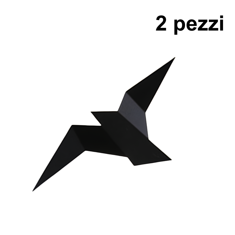 Set di 2 applique a parete, design geometrico a forma d'uccello, colore nero, con sorgente luminosa.