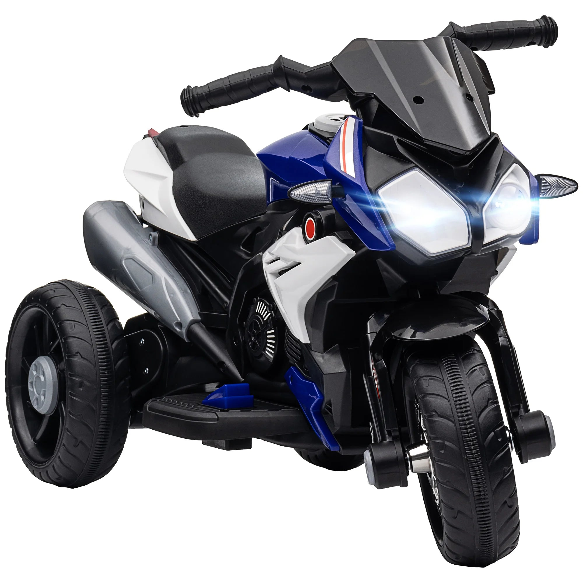 Moto Elettrica Bambini Colore Nero Dettagli Blu Fari Capacità Carico 25kg Velocità 3km/h