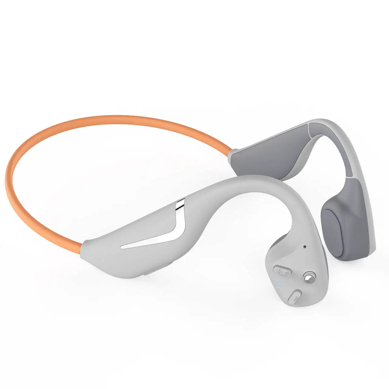 Cuffie Senza Filo Collegate Collo Dietro Sportive Allenamento Comode Grigio Chiaro