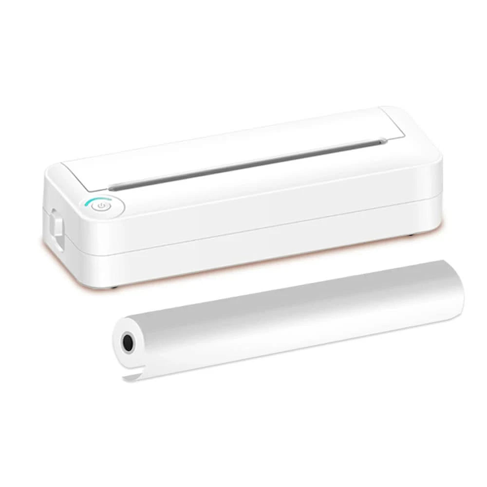 Stampante Bianco Rosa Portatile Ricaricabile USB Definizione 200dpi Include Rotolo Fogli A4 - POWER SMARTECH