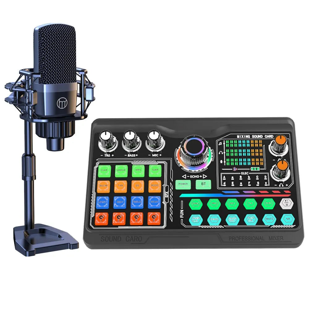 Microfono Mixer Set Podcast Effetti Speciali Scheda Audio