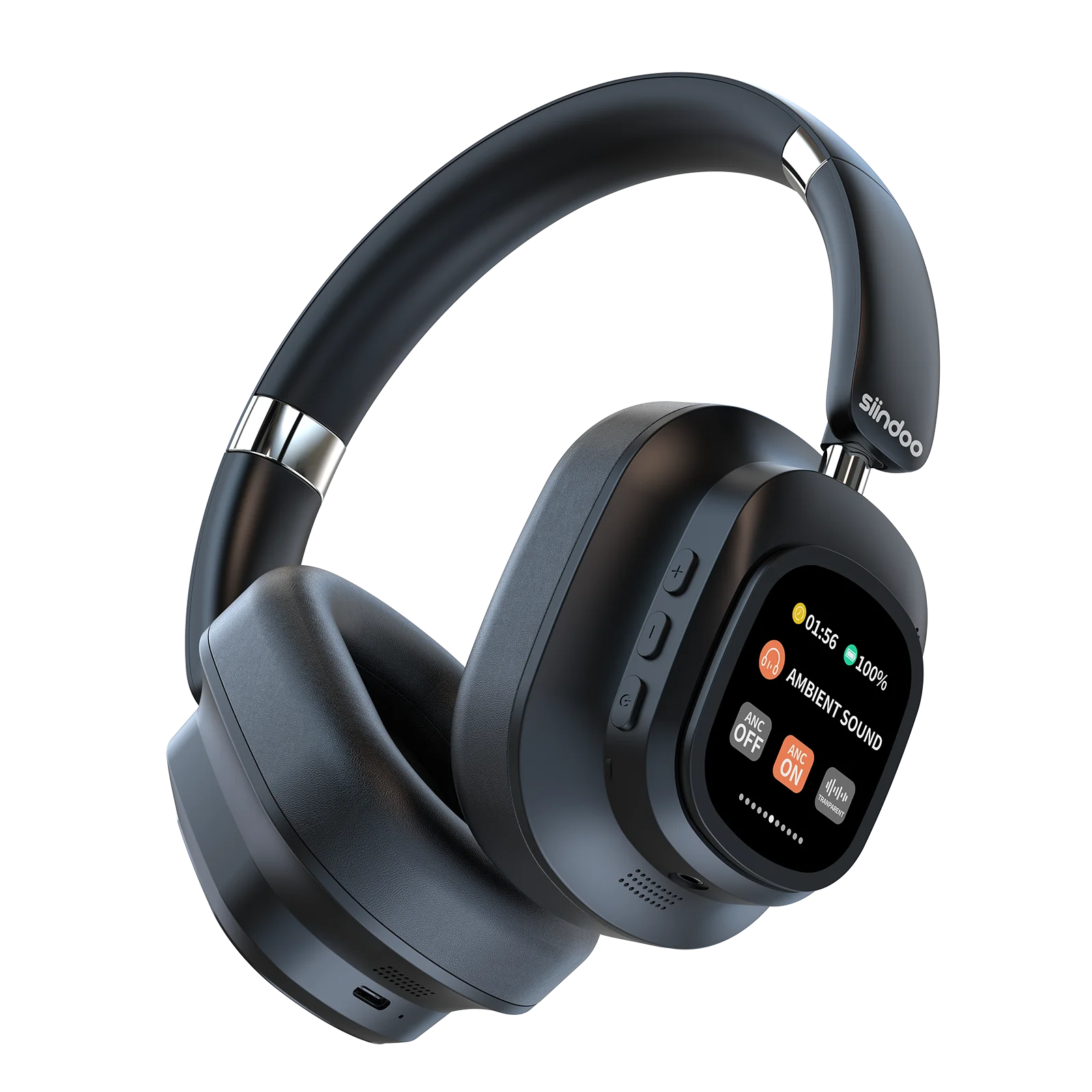 Cuffia Wireless Ibrida Cuffie Cancellazione Attiva Rumore Schermo LED Multi-Controllo Magnetico
