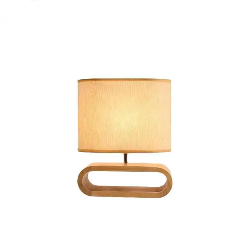 Lampada Colore Marrone Chiaro Materiale Legno Tessuto Paralume Stoffa