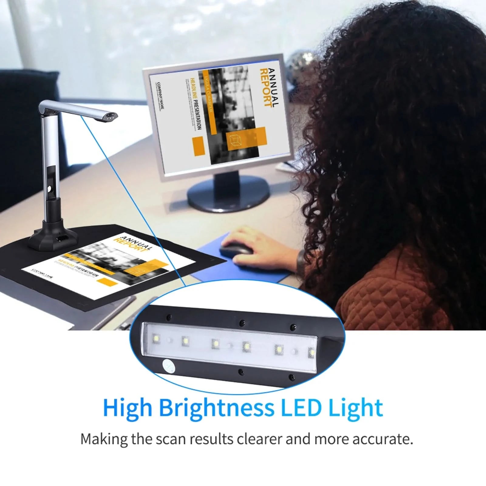 Scanner Portatile USB Luce LED Lega Alluminio ABS Scansione 1 Secondo Documenti Diversi Colori - POWER SMARTECH