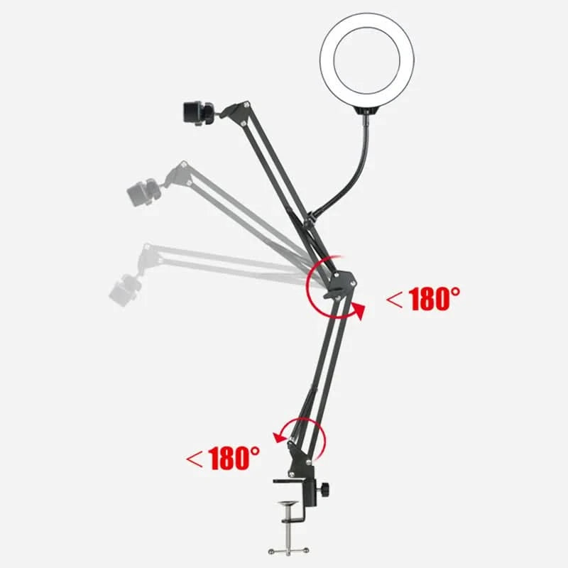 Treppiedi Foto Video Ring Light 3 Modalità Illuminazione Calda Fredda Neutra Asta Allungabile Rotazione 360° Alluminio Accessori - IN POWER SMARTECH