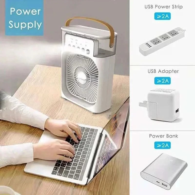 Condizionatore Ventilazione Luce Notturna LED 7 Colori Potenza 10W USB/C Capacità 600ml Aria Fredda Elettrodomestici Casa - POWER SMARTECH