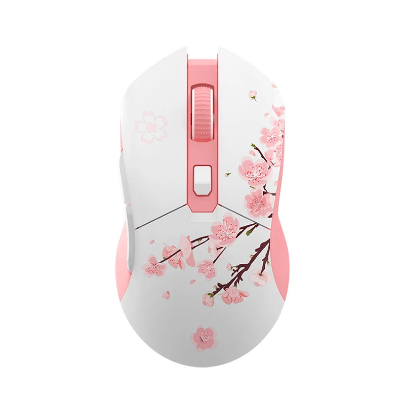 Mouse Colore Bianco Fiori Rosa Wireless Gaming RGB Accessori Giochi Computer