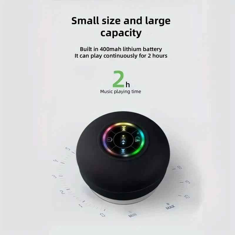 Bluetooth speaker, portable and waterproof with suction cup, compact bathroom speaker - POWER SMARTECH