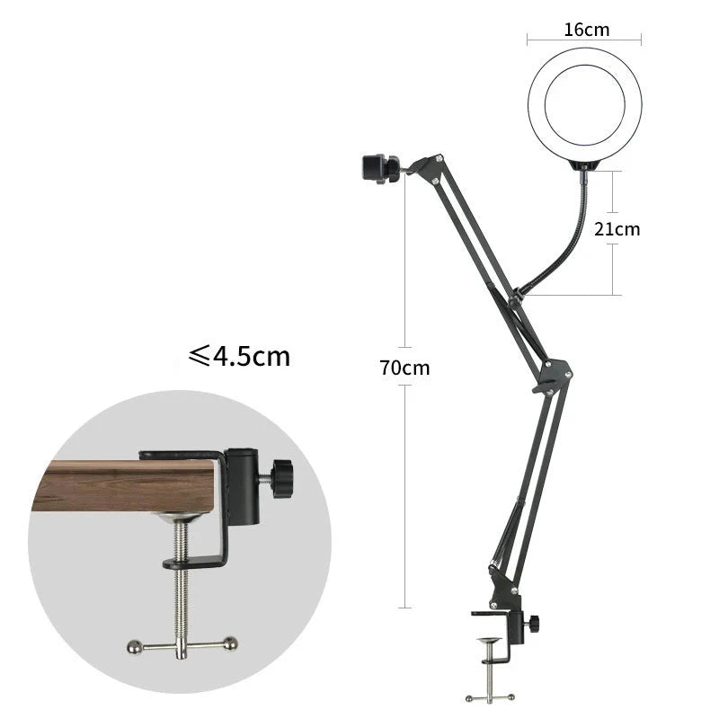 Treppiedi Foto Video Ring Light 3 Modalità Illuminazione Calda Fredda Neutra Asta Allungabile Rotazione 360° Alluminio Accessori - IN POWER SMARTECH