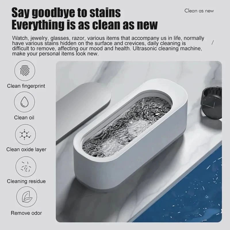 Macchina Pulizia Ultrasuoni Batteria USB Piccole Dimensioni Oggetti Casa Personali Elettrodomestici - POWER SMARTECH