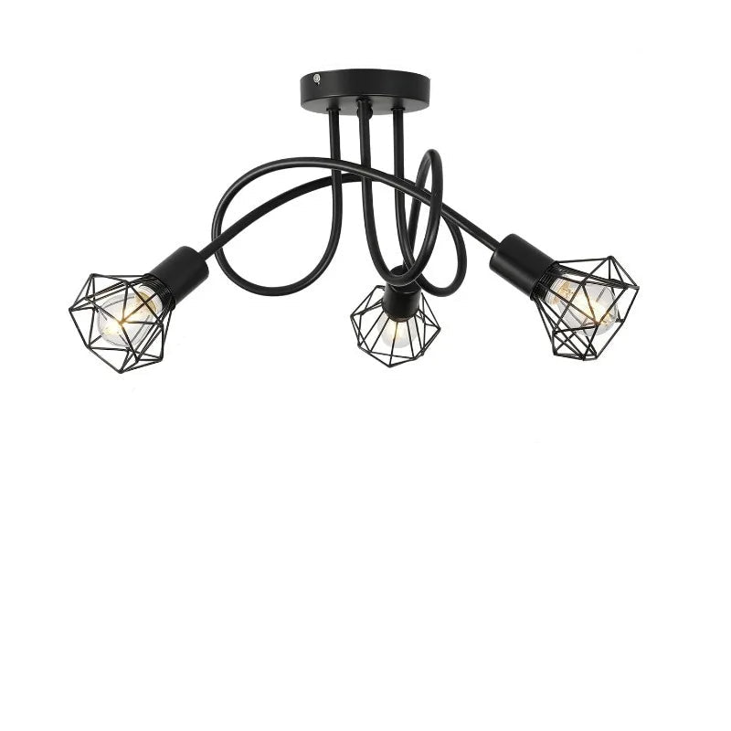 Lampadario Soffitto Metallo Nero Argento 3 Sorgenti Luminose Regolabile Resistente Elegante Casa Arredamento Decorazione