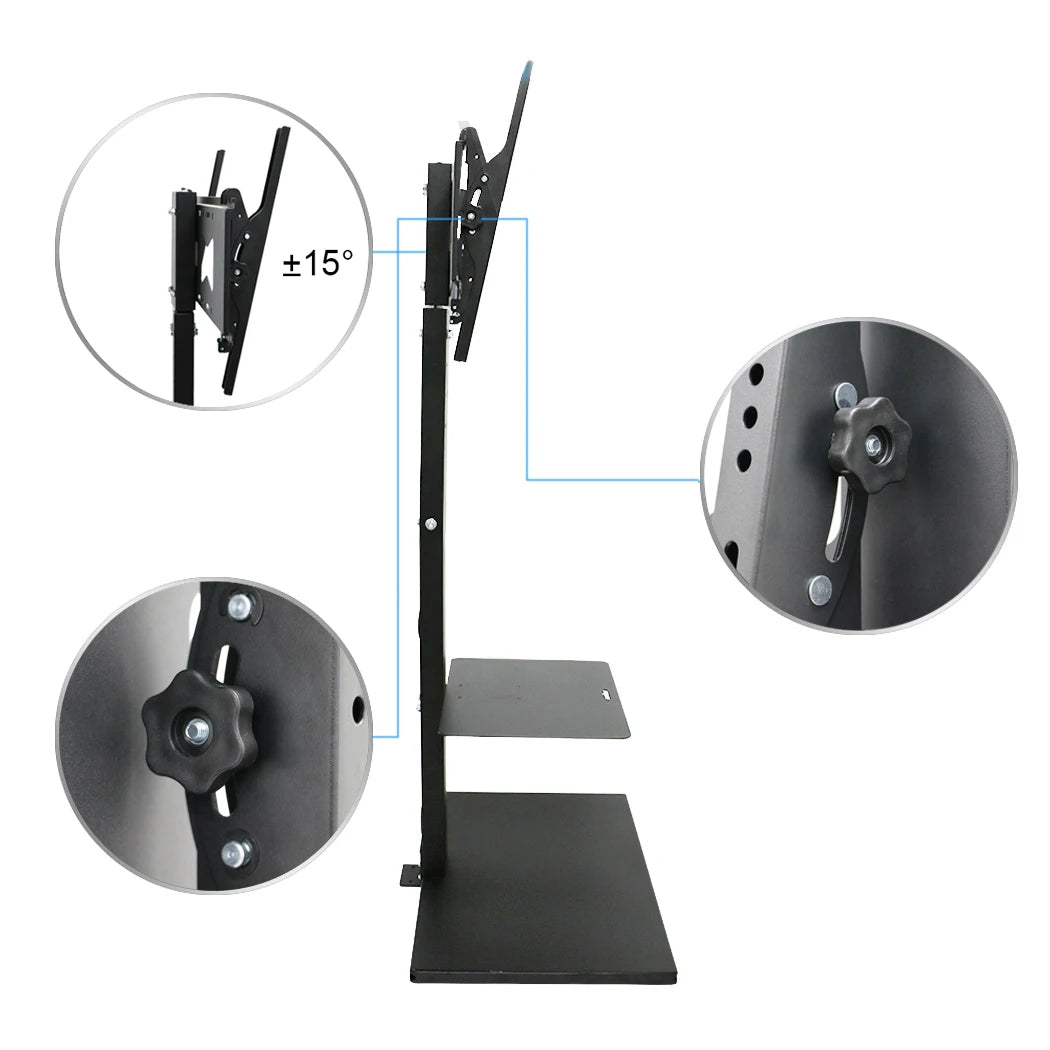 Supporto TV Pavimento Nero Acciaio Inossidabile Compatibile Fino 65'' Peso 13,5kg Capacità Massima Peso 30kg - POWER SMARTECH