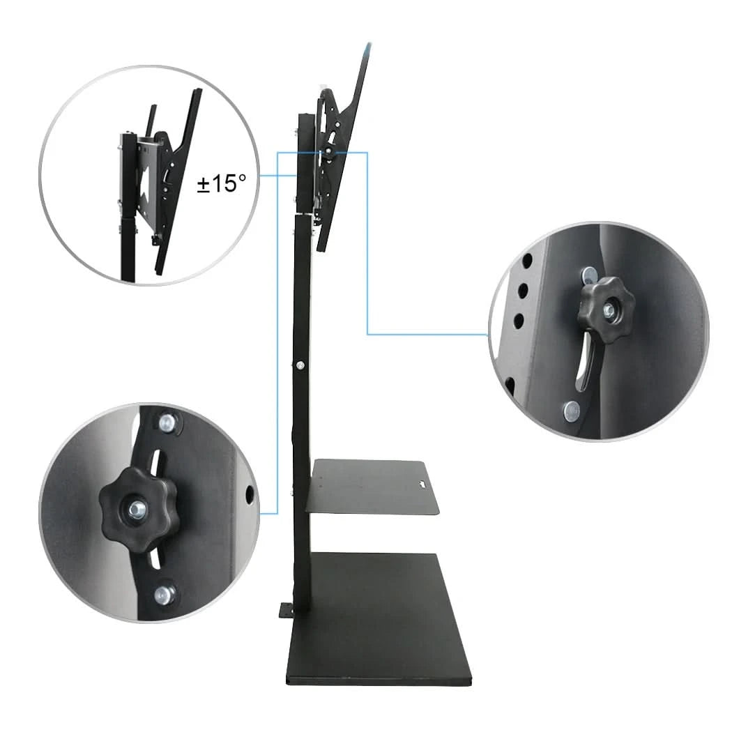 Supporto TV Pavimento Nero Acciaio Inossidabile Compatibile Fino 65'' Peso 13,5kg Capacità Massima Peso 30kg - POWER SMARTECH