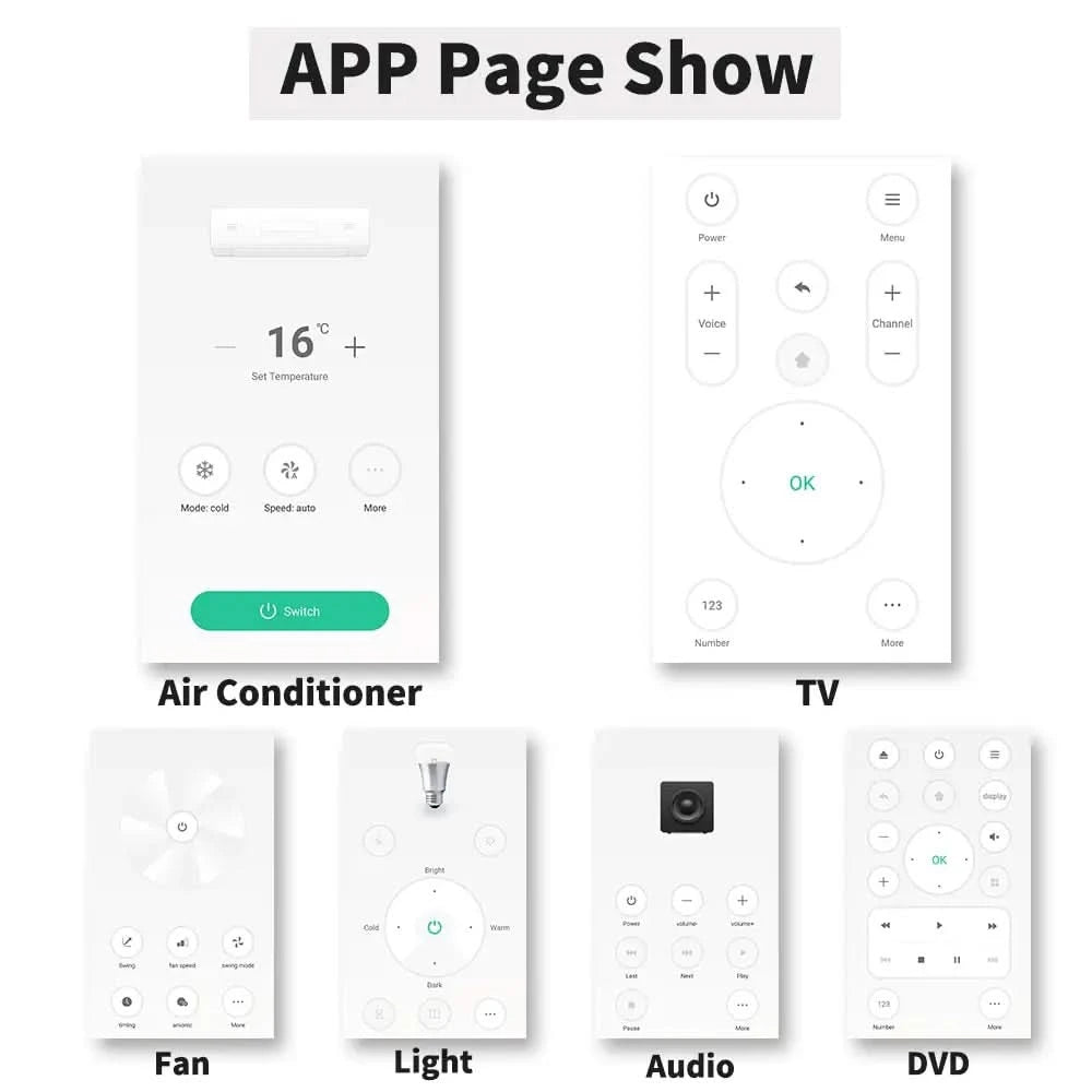 Comando Vocale Accessori Remoto WiFi Dispositivi Telecomandati Aria Condizionata TV DVD APP Smart Life Colore Nero Piccole Dimensioni Domotica Casa - POWER SMARTECH