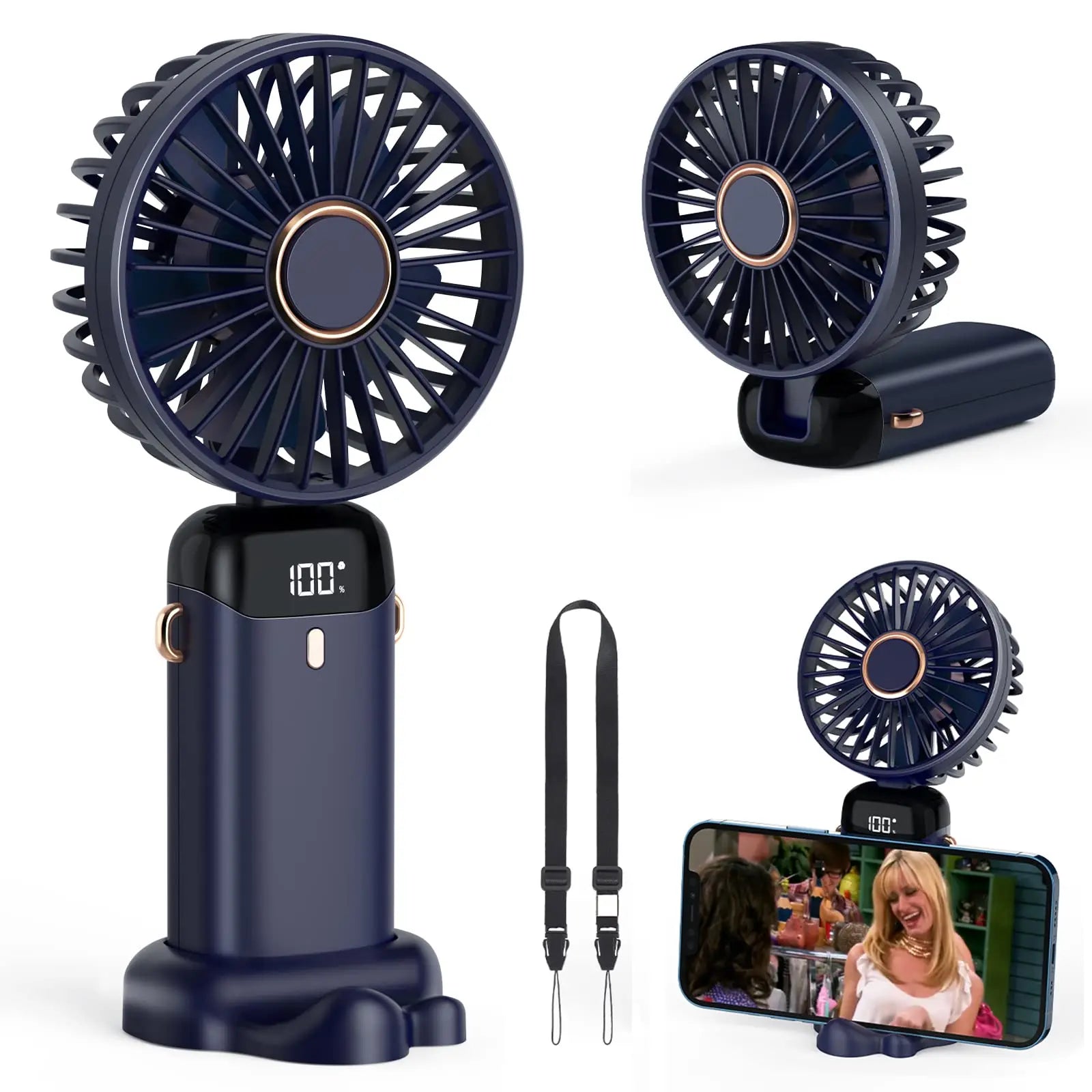 Ventilatore Portatile Elettronico USB Ricaricabile Display Digitale 5 Velocità Ventilazione Diversi Colori Elettrodomestici Climatizzazione - POWER SMARTECH