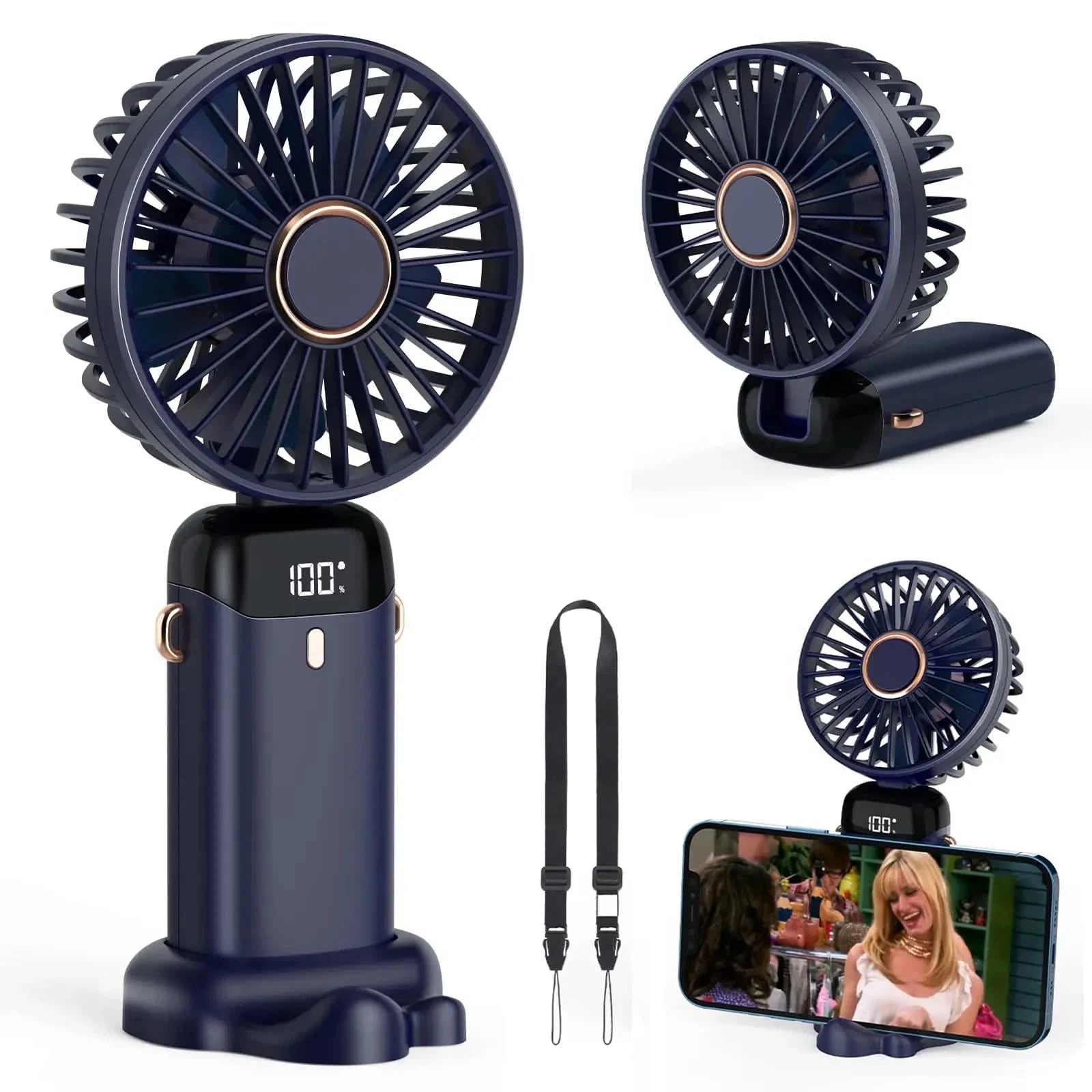 Ventilatore Portatile Elettronico USB Ricaricabile Display Digitale 5 Velocità Ventilazione Diversi Colori Elettrodomestici Climatizzazione - POWER SMARTECH