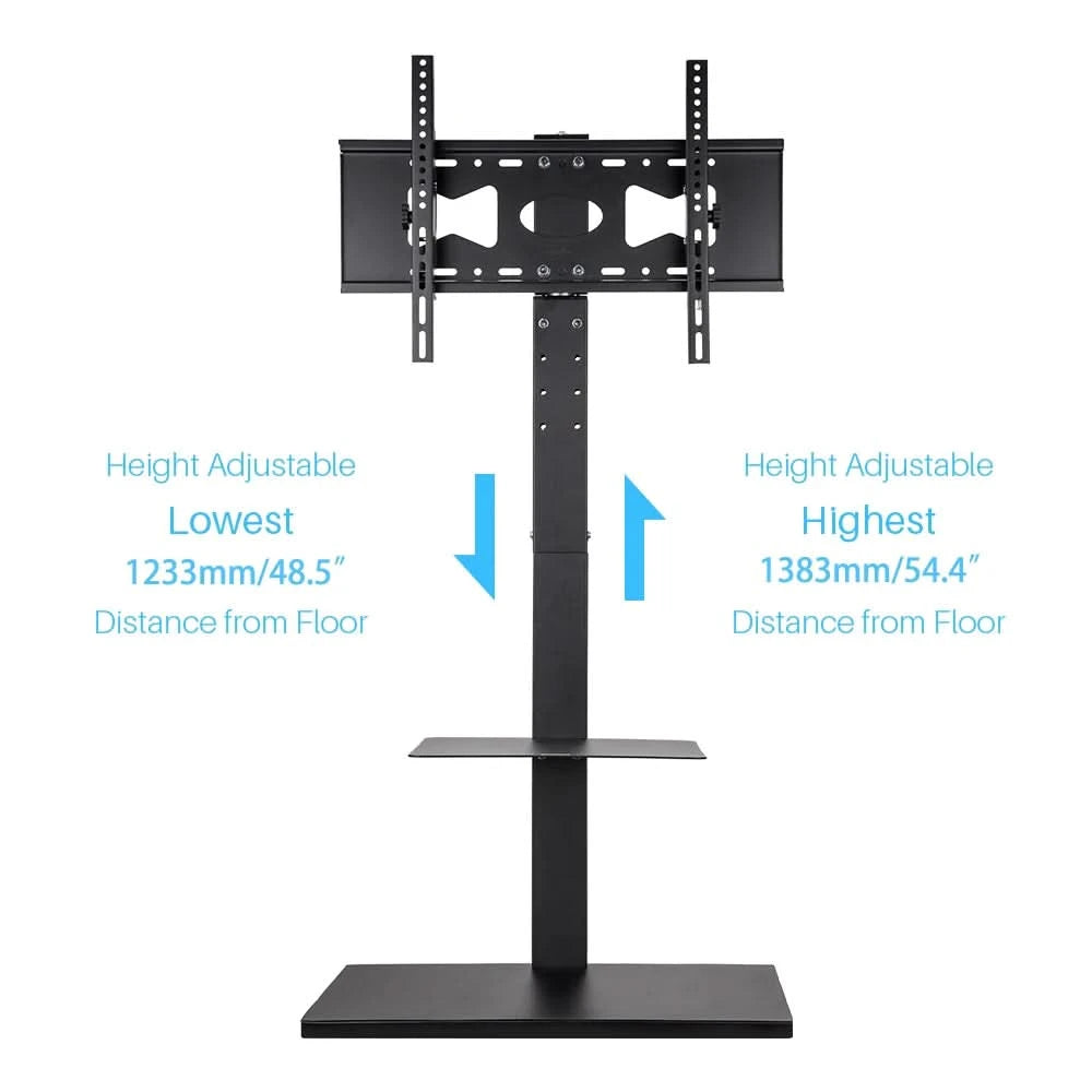 Supporto TV Pavimento Nero Acciaio Inossidabile Compatibile Fino 65'' Peso 13,5kg Capacità Massima Peso 30kg - POWER SMARTECH