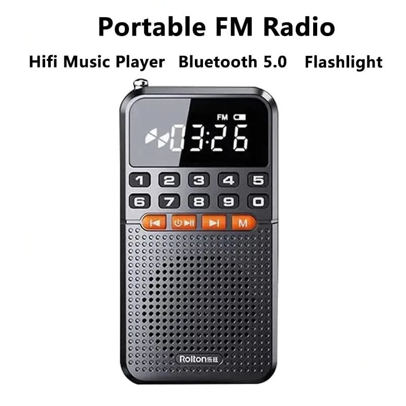 Radio Portatile FM/AM Bluetooth 5.0 Torcia LED Mini Tascabile Comoda Audio Accessori Elettronici - POWER SMARTECH