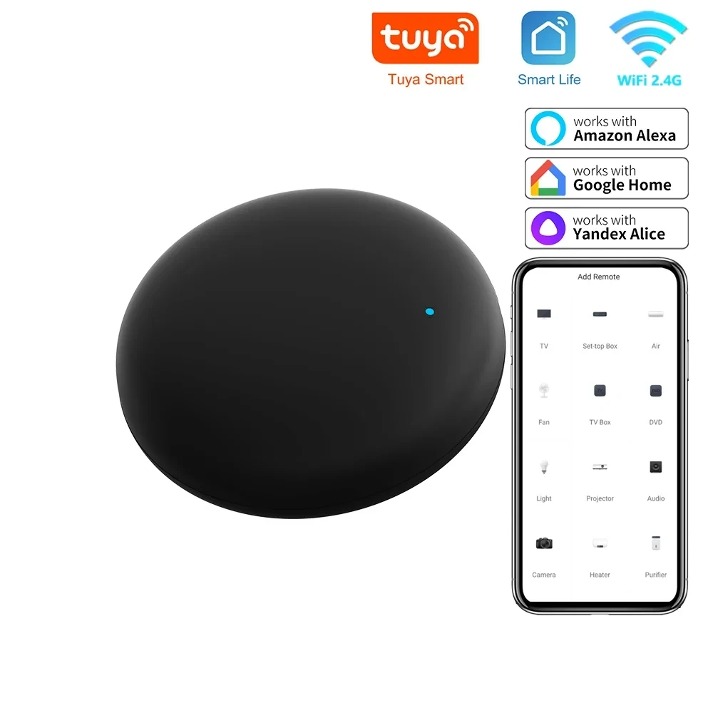 Comando Vocale Accessori Remoto WiFi Dispositivi Telecomandati Aria Condizionata TV DVD APP Smart Life Colore Nero Piccole Dimensioni Domotica Casa - POWER SMARTECH