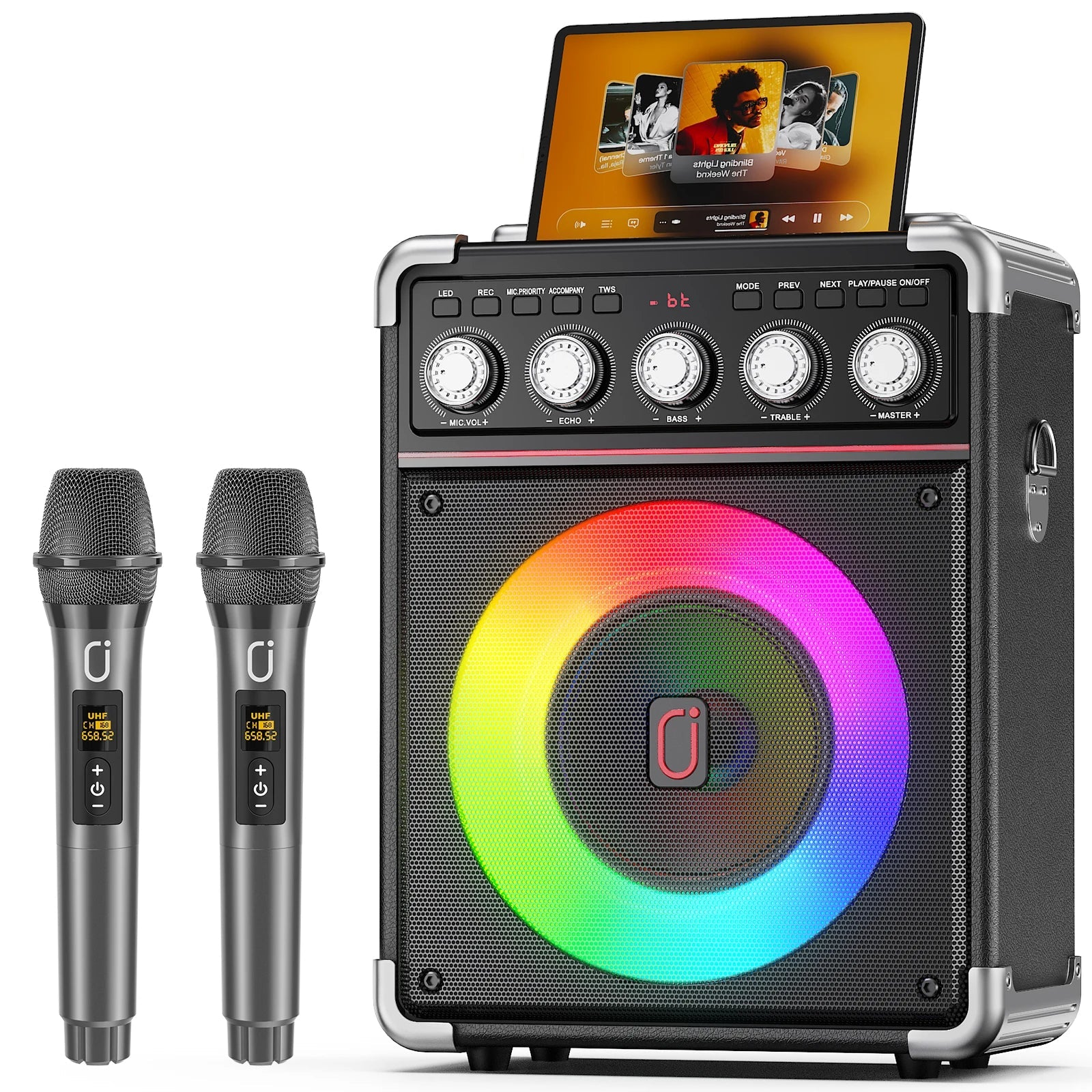 Cassa Bluetooth 2 Microfoni Inclusi Materiale Resistente Cavo Accessori Karaoke