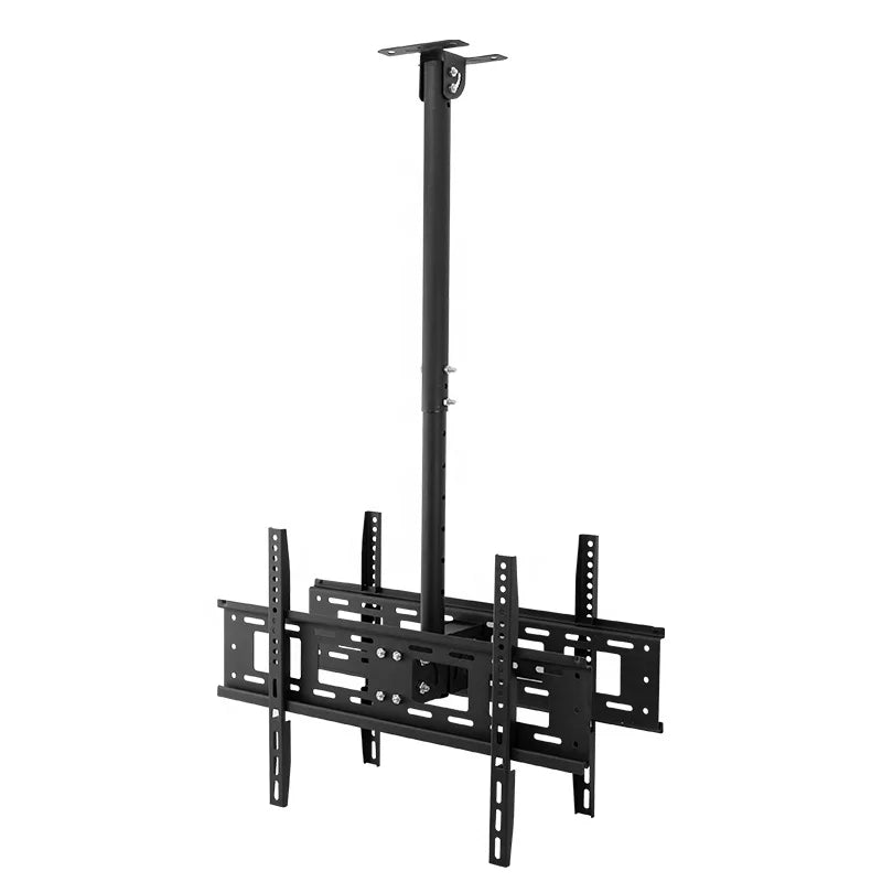 Supporto TV Monitor Regolabile Altezza Staffa Montaggio  TV Soffitto Inclinabile Doppio Schermo Completamente Rotante