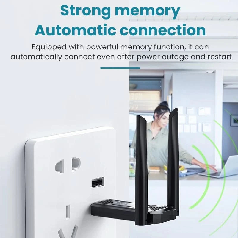 Chiavetta USB Ripetitore WiFi Velocità 300Mbps Aria Copertura 100m Due Antenne Piccole Dimensioni - POWER SMARTECH