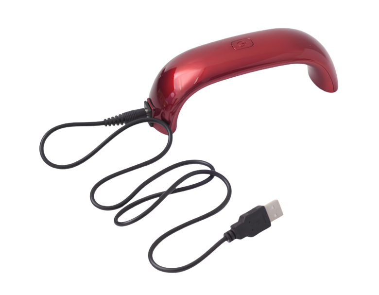 Lampada UV LED USB 9W per unghie, manico curvo rosso con cavo USB