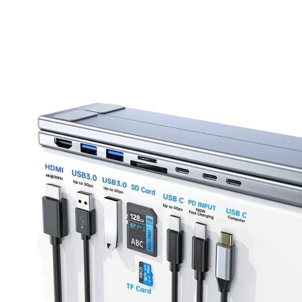 Supporto Pc USB 8 In 1 Lettore HDMI 4K 30 Hz PD100W SD/TF Portatile Comodo