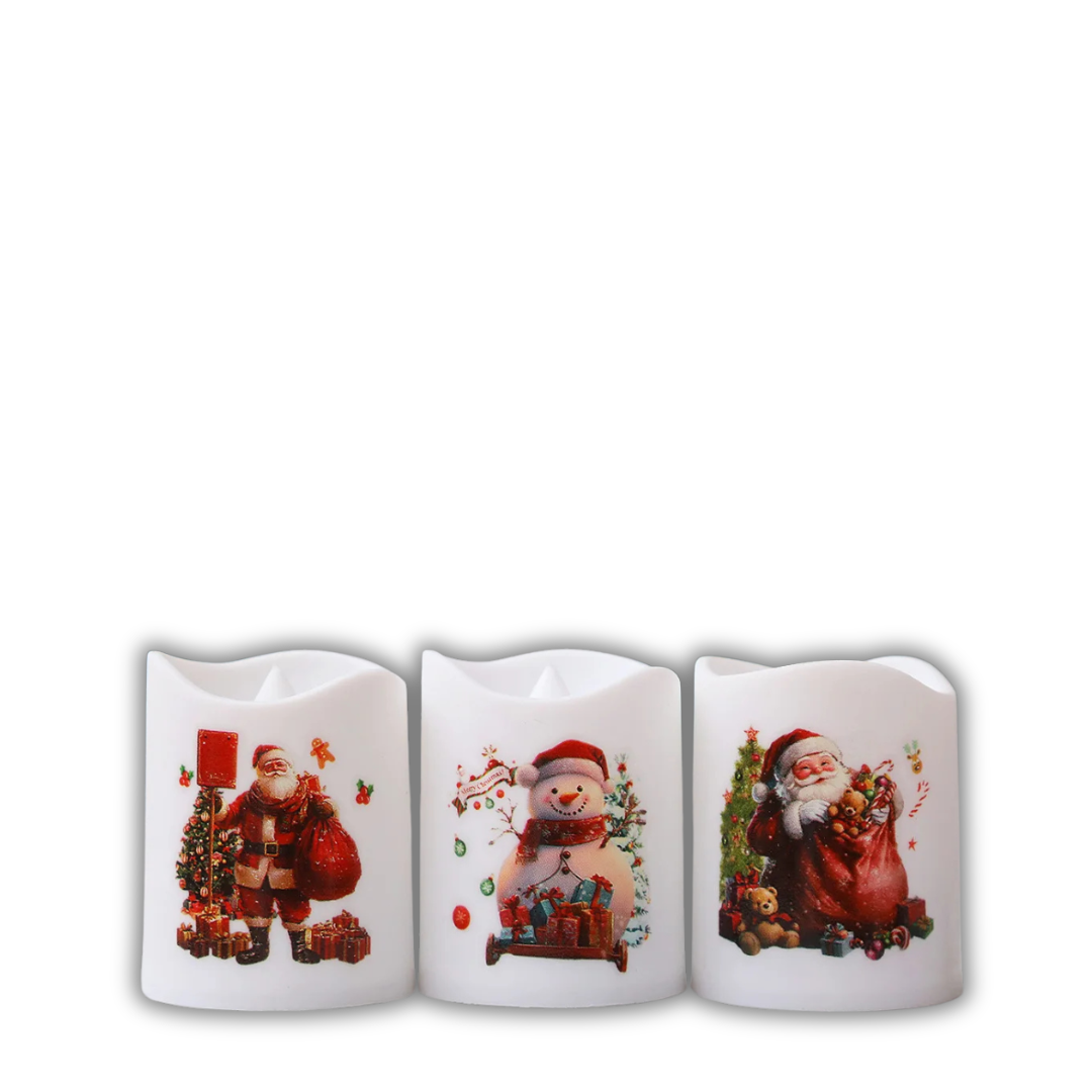 Set Candele Natalizie Decorazione Casa Natale Luce Bianco Caldo Festa Diversi Modelli