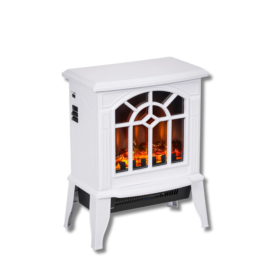 Camino Elettrico 1000 W/2000 W Bianco Riscaldatore Elettrico Terra