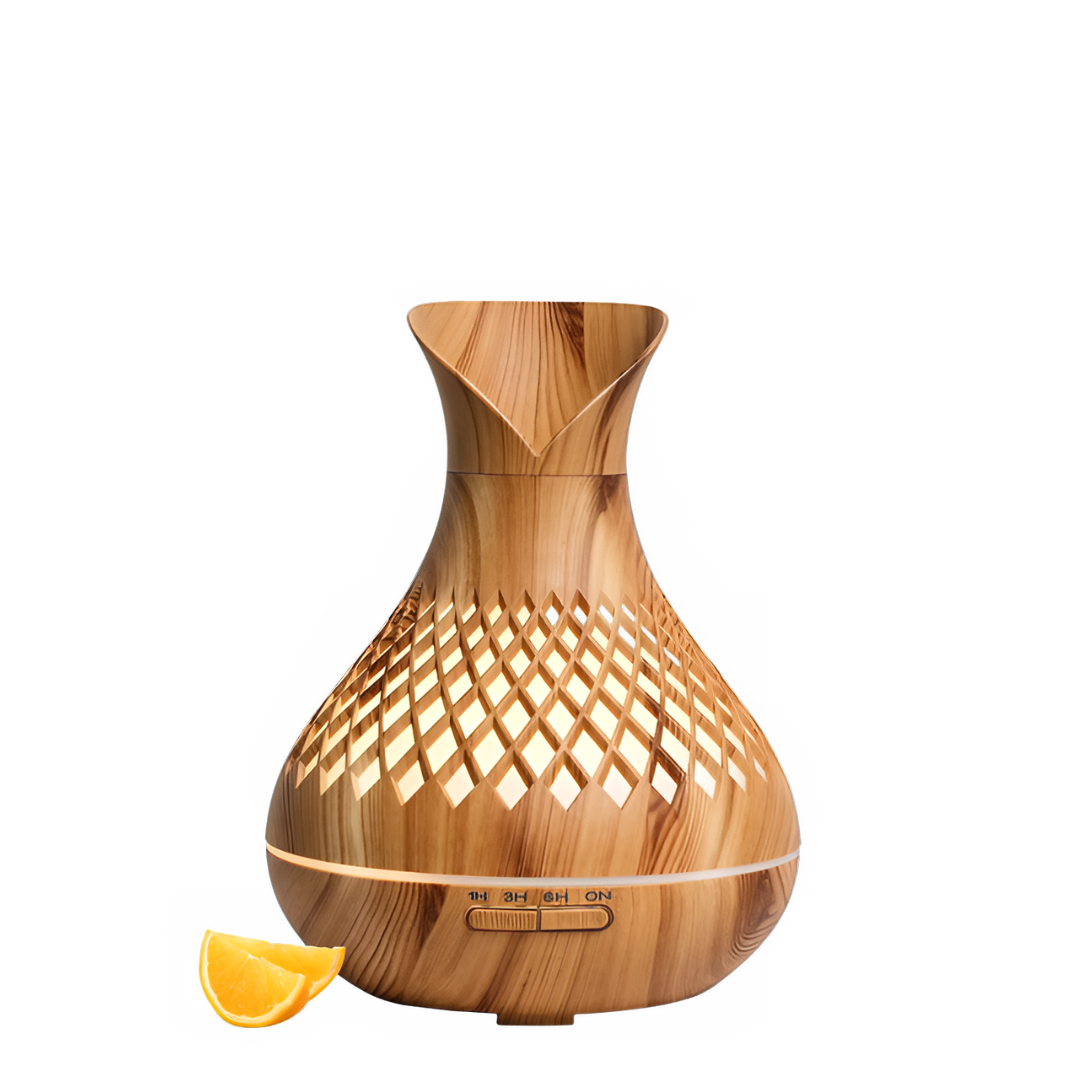 Umidificatore Venature Legno 500 ML Diffusore Silenzioso Aromaterapia USB Luce Notturna Colorata