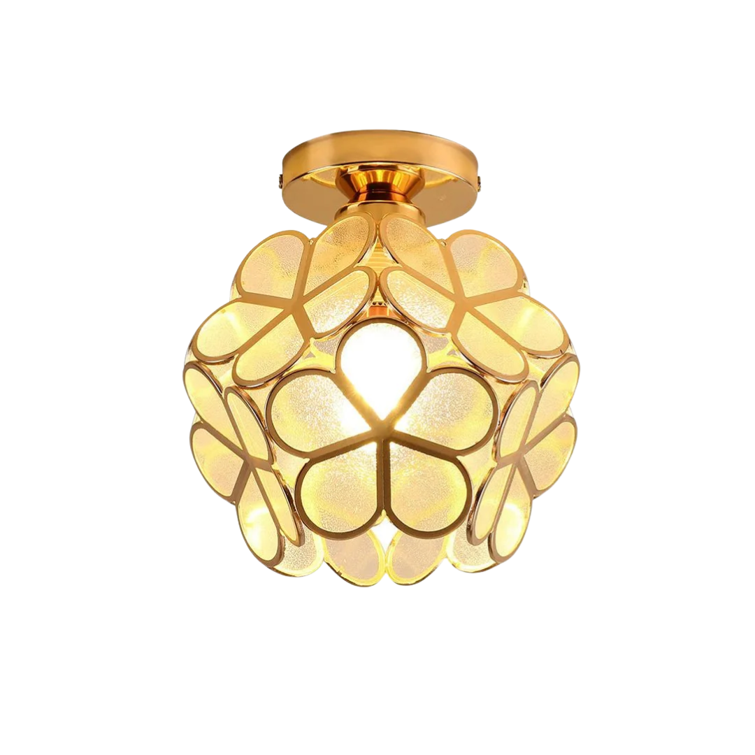 Lampadario Soffitto Design Floreale Oro Rosa Decorazione Camera Design Moderno Elegante