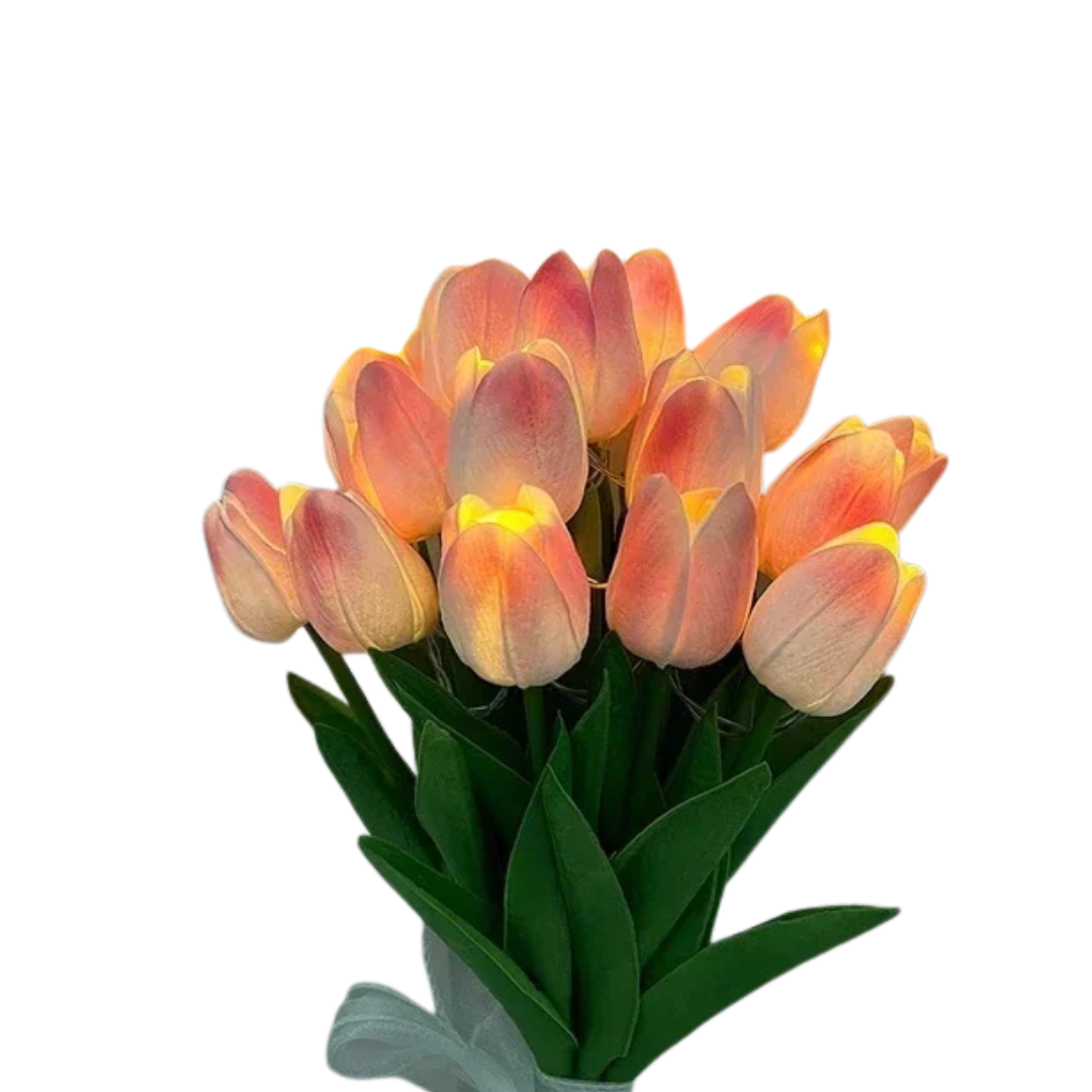 5/10 Pezzi LED Tulipano Fiori Luce Notturna Batteria Bouquet Artificiale Decorazione Giardino Casa