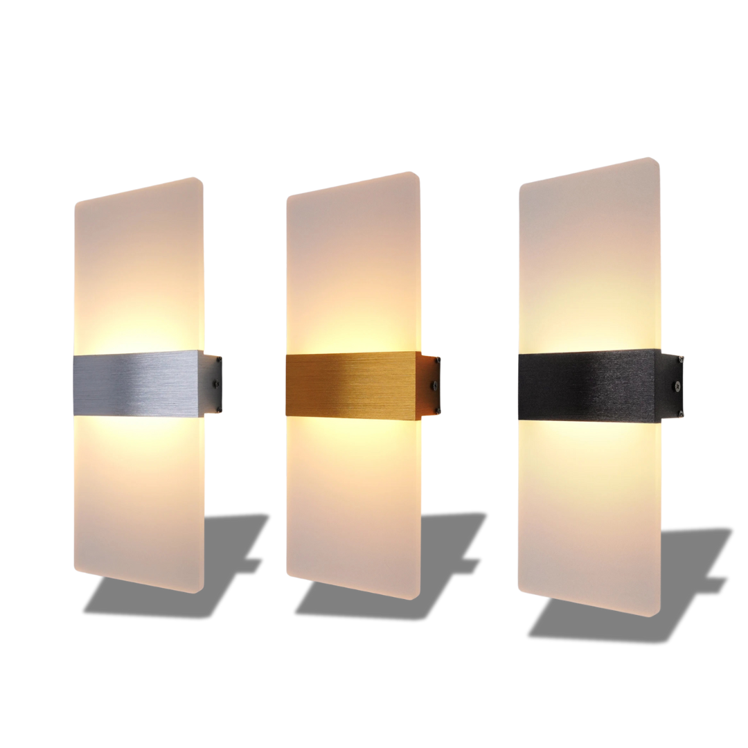 Lampada Parete Moderna LED Alluminio Acrilico Diverse Colorazioni Arredo Elegante
