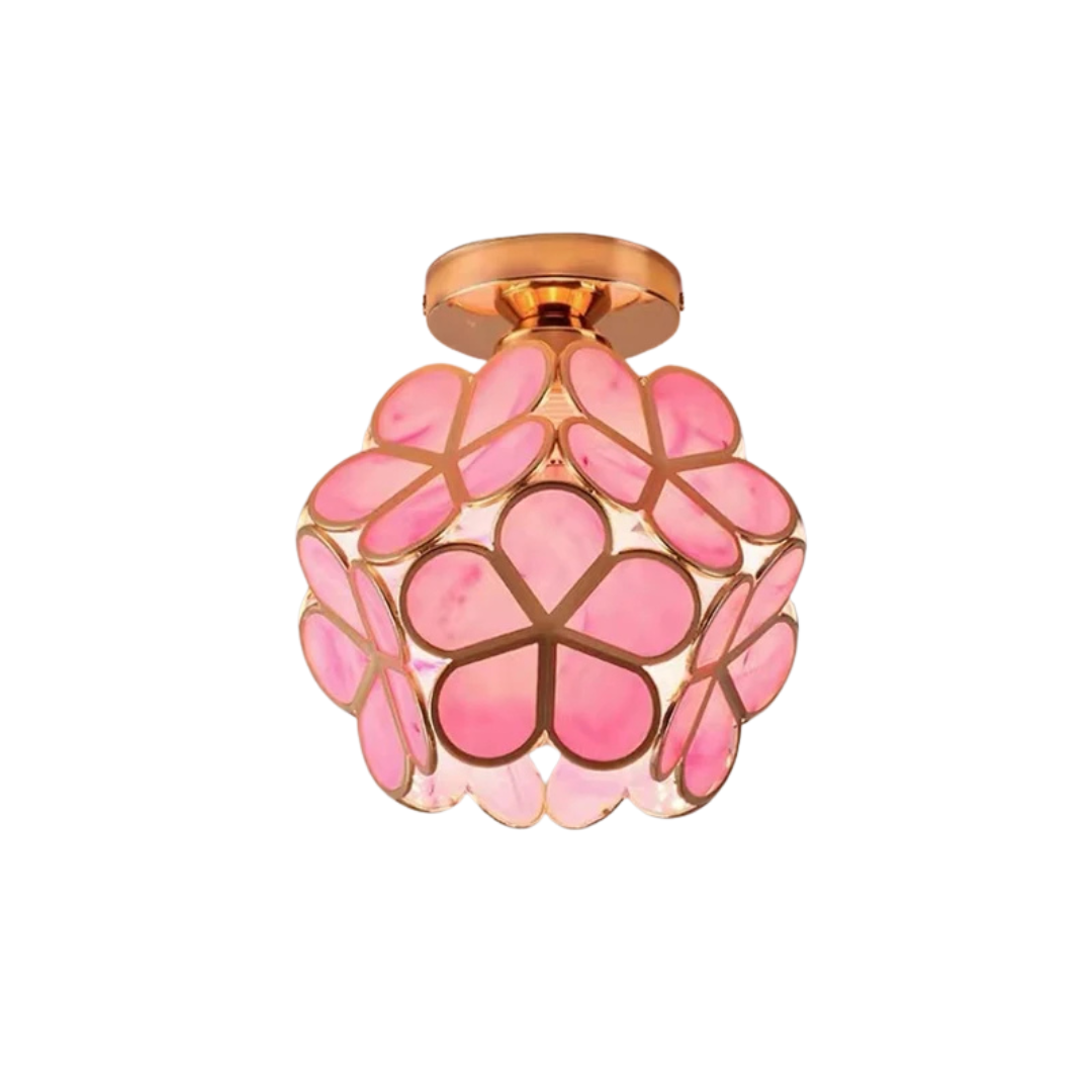 Lampadario Soffitto Design Floreale Oro Rosa Decorazione Camera Design Moderno Elegante