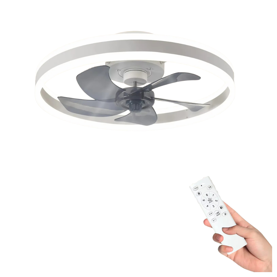 Ventilatore Soffitto Colore Bianco Nero LED Plastica Alluminio Luce Diverse Modalità