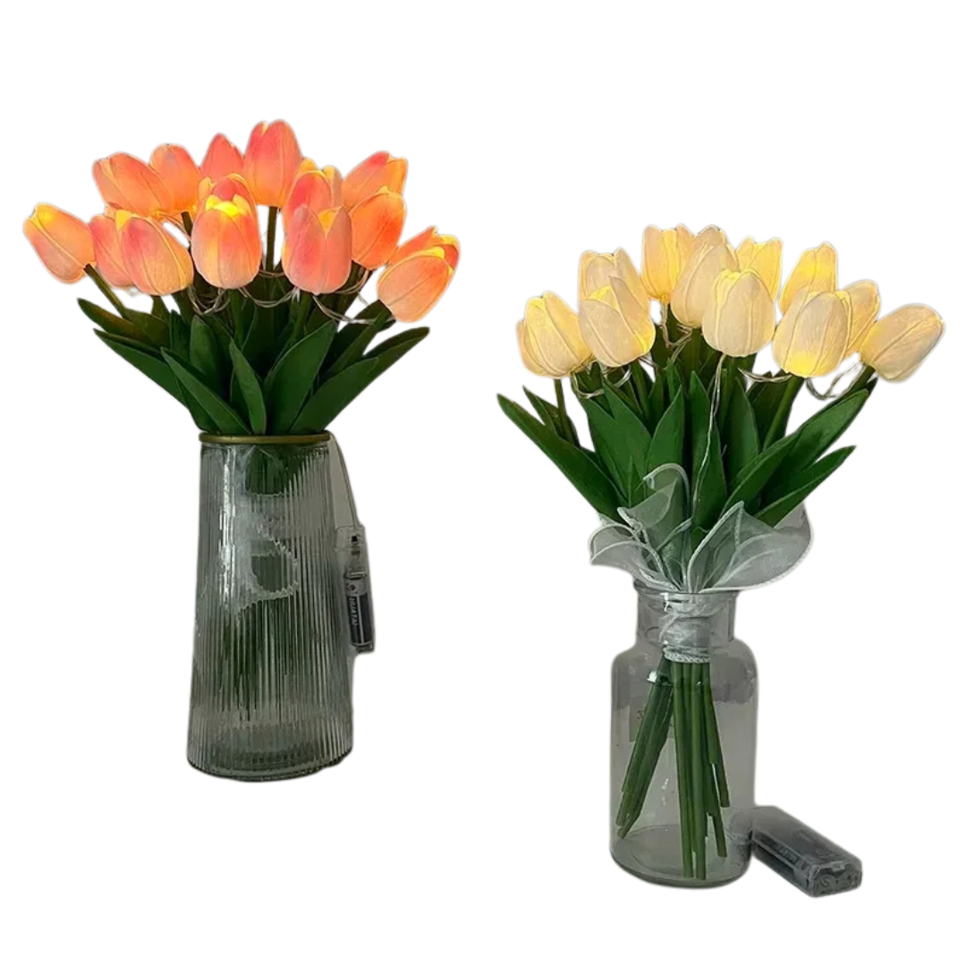 5/10 Pezzi LED Tulipano Fiori Luce Notturna Batteria Bouquet Artificiale Decorazione Giardino Casa