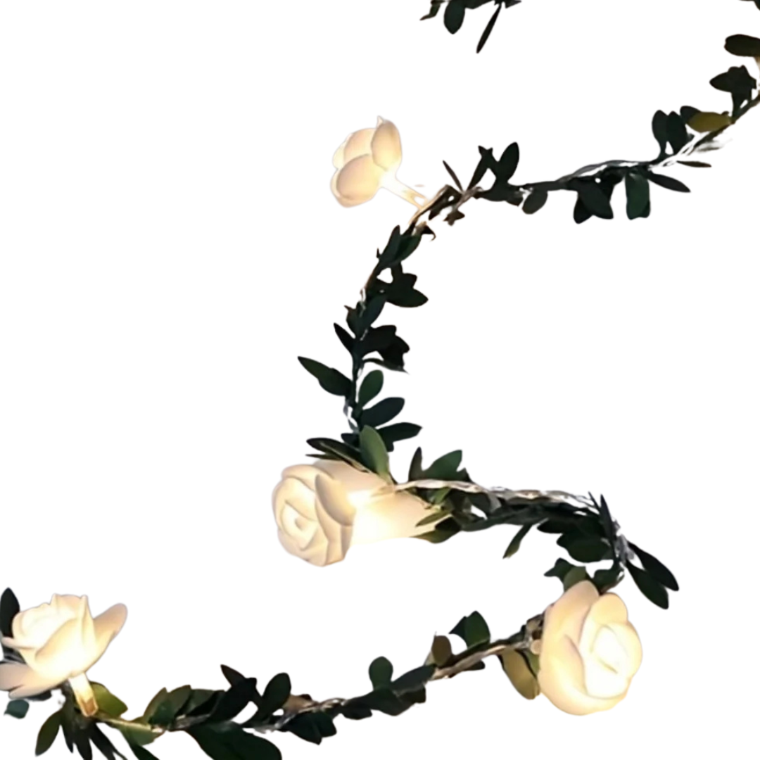 Rosa Bianca Foglia Verde Luci Cortile Giardino Lampada Decorativa Casa Modello Floreale