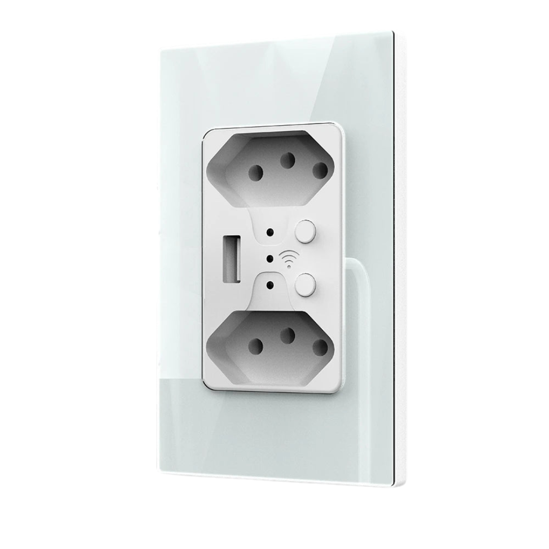 Presa Muro Intelligente WiFi Spina Elettrica USB Pannello Plastica/Vetro Telecomando