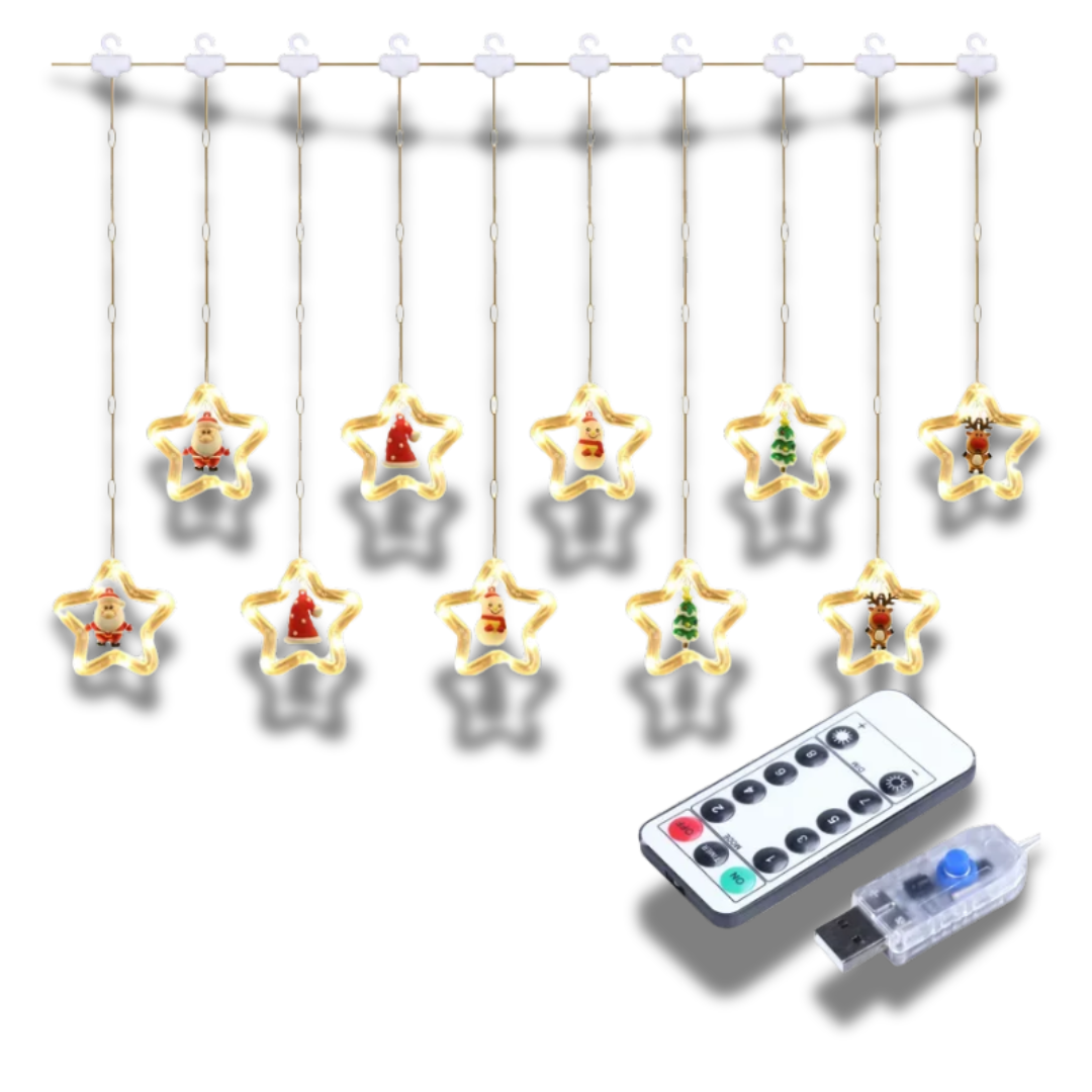 Luci LED Natalizie USB Decorazioni Festa Forma Stella Sospese Parete