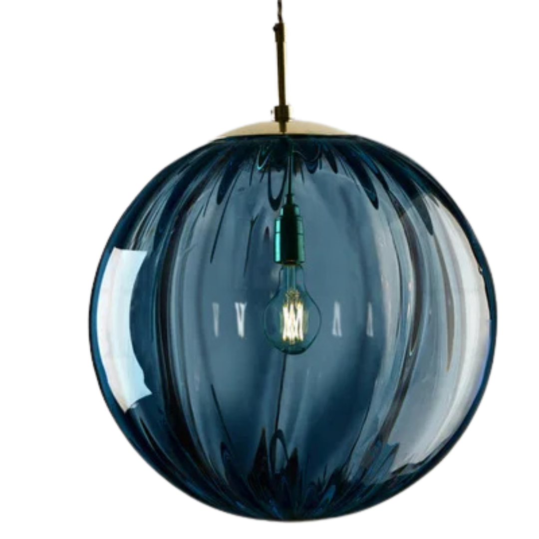 Lampadario Materiale Vetro Modello Sfera Diverse Colorazioni Design Moderno Innovativo Elegante