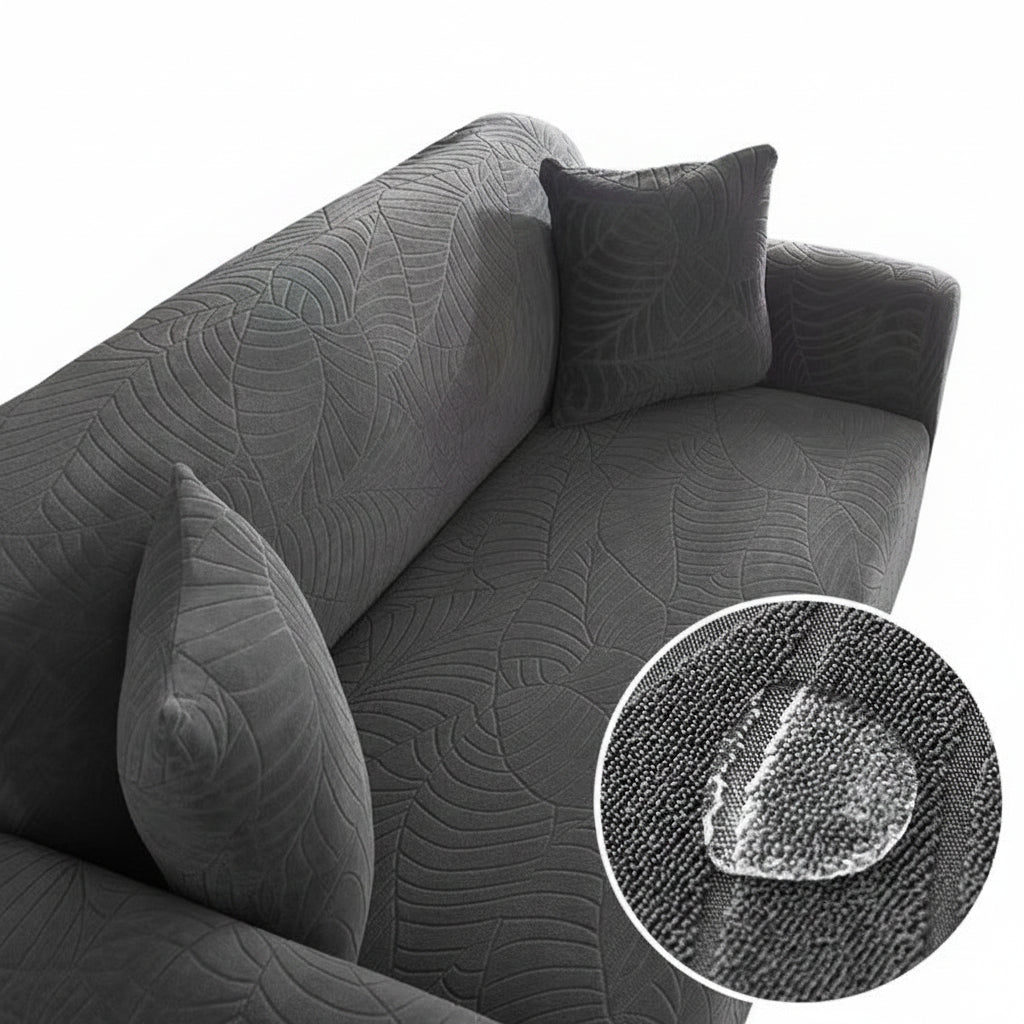 Copertura elastica per divano, grigio scuro, antiscivolo, per divani 90–140 cm (singolo) o 140–180 cm (doppio).