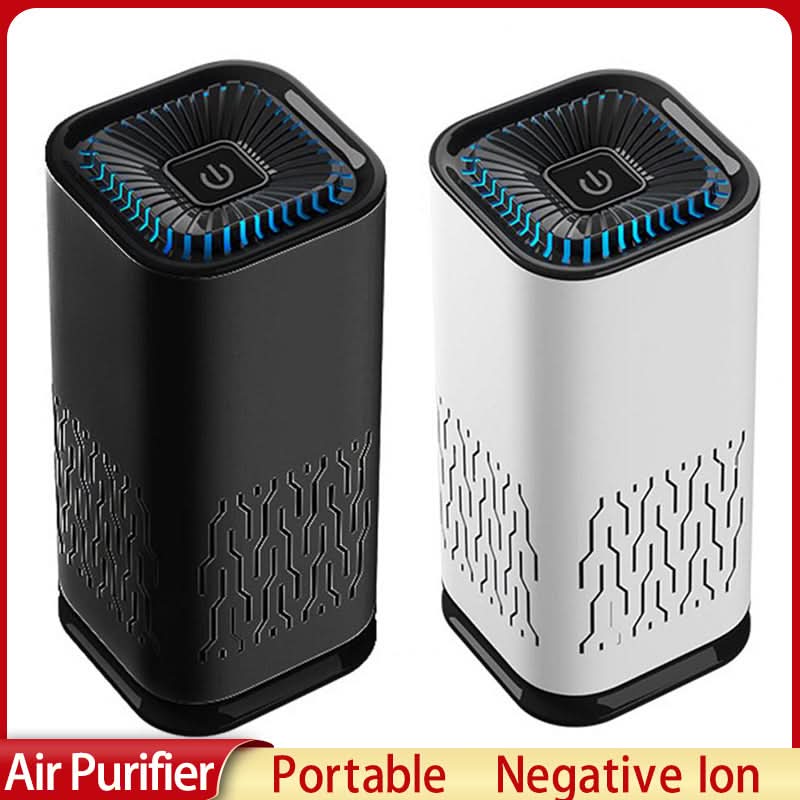 Purificatore d'aria portatile con ioni negativi per auto e casa; elimina formaldeide, polvere, fumo e odori.
