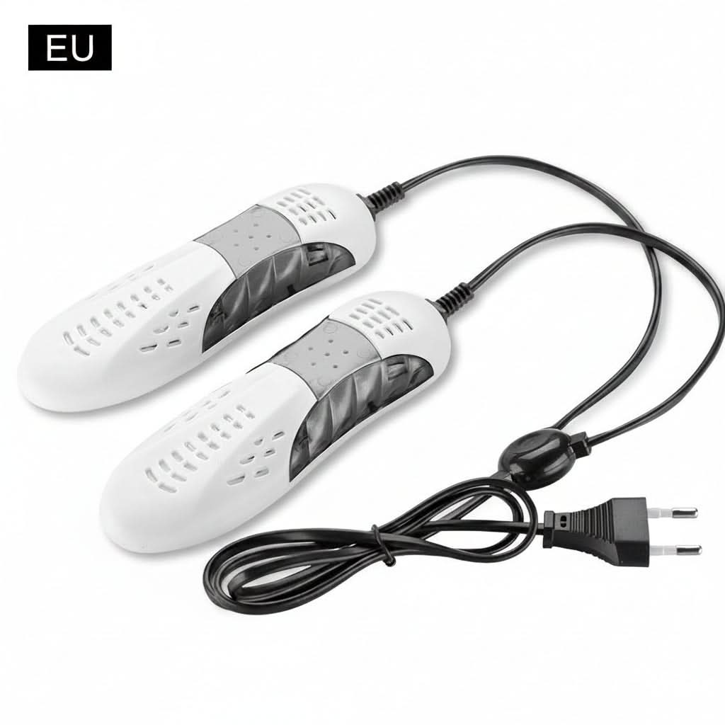 Asciugascarpe multifunzione per casa, Autunno/Inverno, due unità bianche con spina, 12W, 220V, 17x6x3 cm.