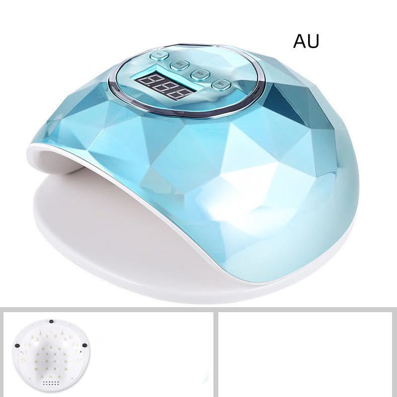 Lampada LED per asciugare smalti colorati, 86W, ABS, 39 LED, colore verde vivace; include cavo e manuale.