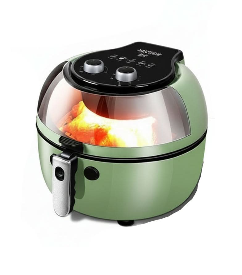 Forno ad aria all-in-one con coperchio trasparente, 8 L, rivestimento nano-ceramico, controllo meccanico, verde