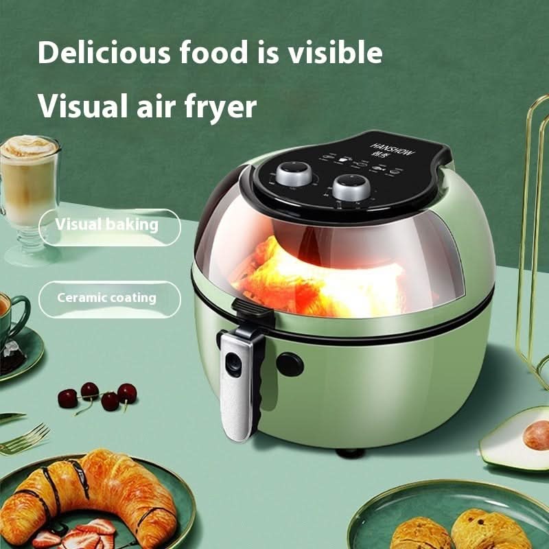 Friggitrice ad aria e forno tutto-in-uno, 8L, rivestimento nanoceramico, 220V 1350W; include manuale e ricette.