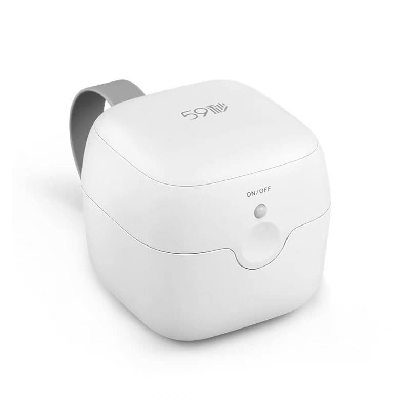 Scatola sterilizzatrice UV LED USB per ciucci, bianca e compatta con cinturino