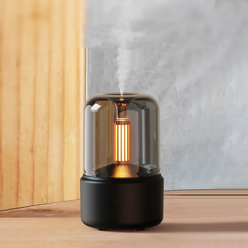 Diffusore umidificante LED con effetto candela, 120 ml, USB, aromi senza filtro, nebbia fredda, compatto