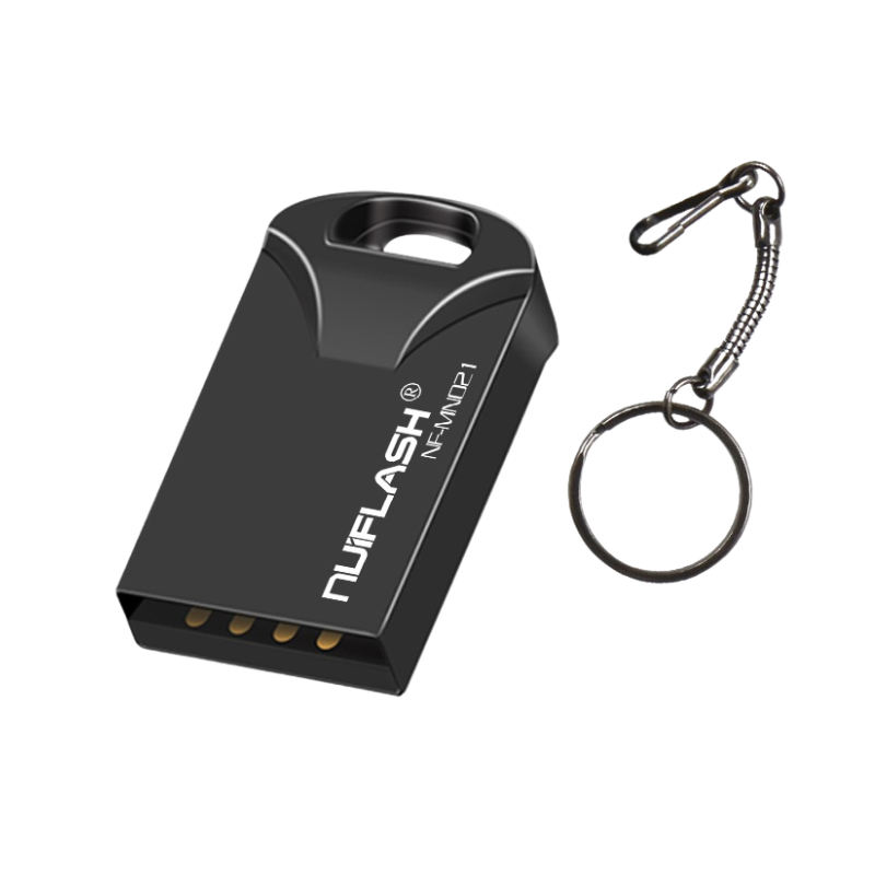 Mini unità di memoria USB 2.0 con contatto USB diretto, portachiavi metallico e design compatto per memorizzazione dati duratura.